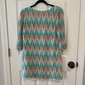 Shoshanna Teal/Coral Shift‎ Dress - Size 6